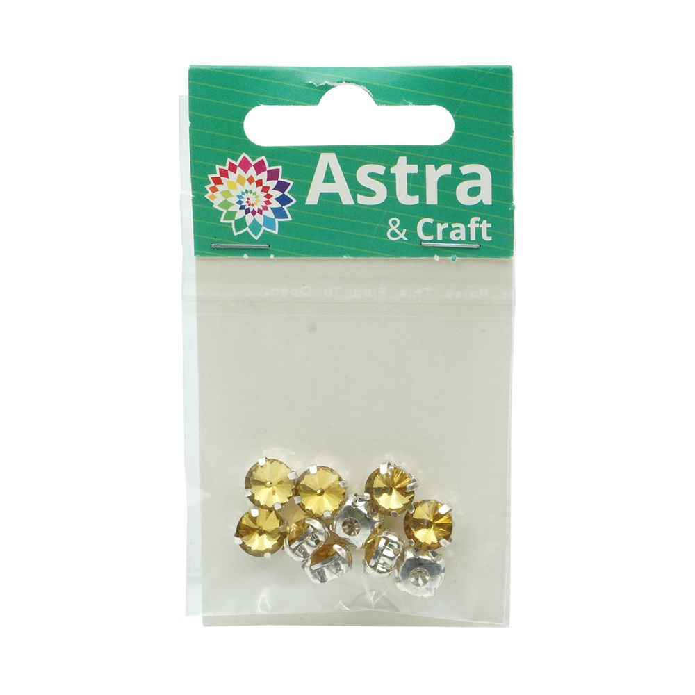Хрустальные стразы в цапах круглой формы, желтый 8 мм, 10 шт. Astra&Craft, РЦ005НН8