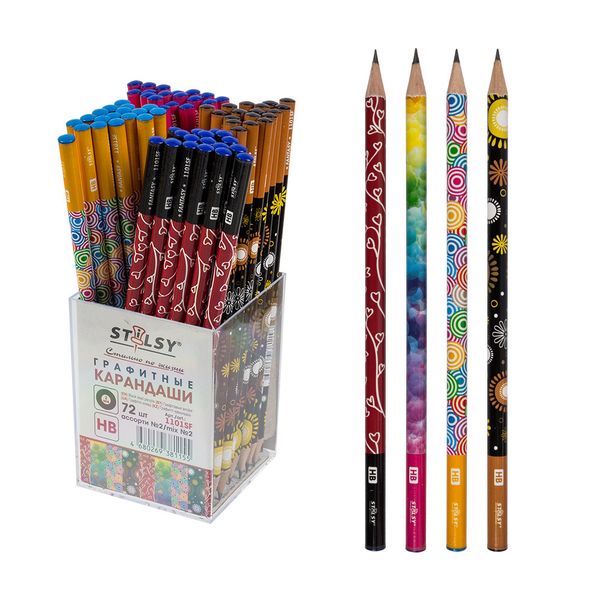 Карандаш чернографитный Fantasy 72 шт, HB ассорти 2, Stilsy 1101SF