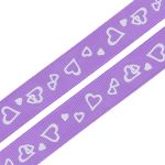 Лента репсовая (в рубчик) Сердечки, 15 мм, 3м, фиолетовый
