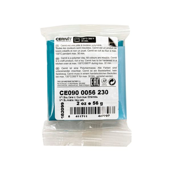 Полимерная глина Cernit №1 запекаемая, классическая 56-62 гр, 230 ярко-голубой