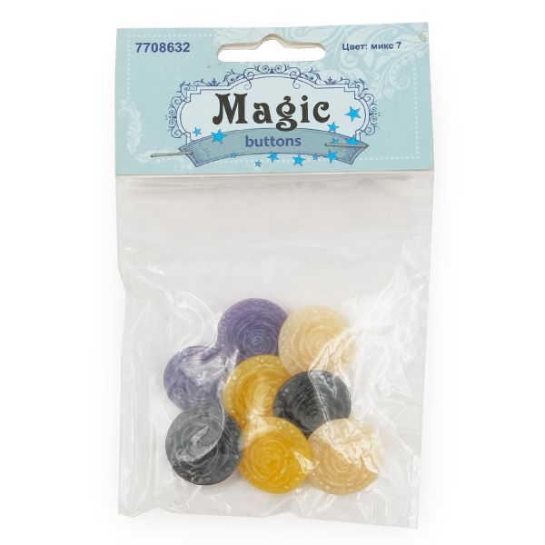Украшения декоративные пуговицы Розочки, набор 4 цвета, 8 шт (микс 7)