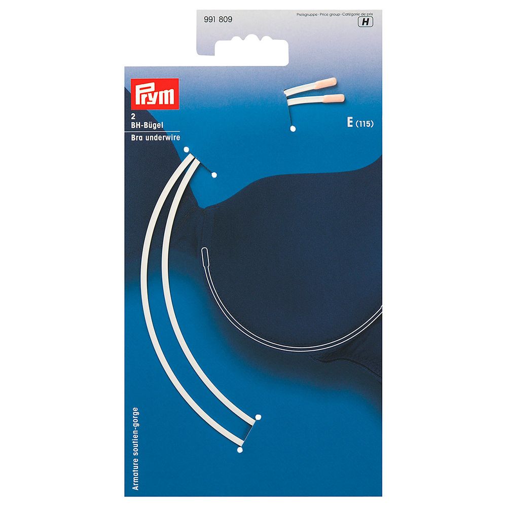 Косточки для бюстгальтера (каркасы) металл 170 мм (разм. E (115)), 2 шт, белые, A Prym