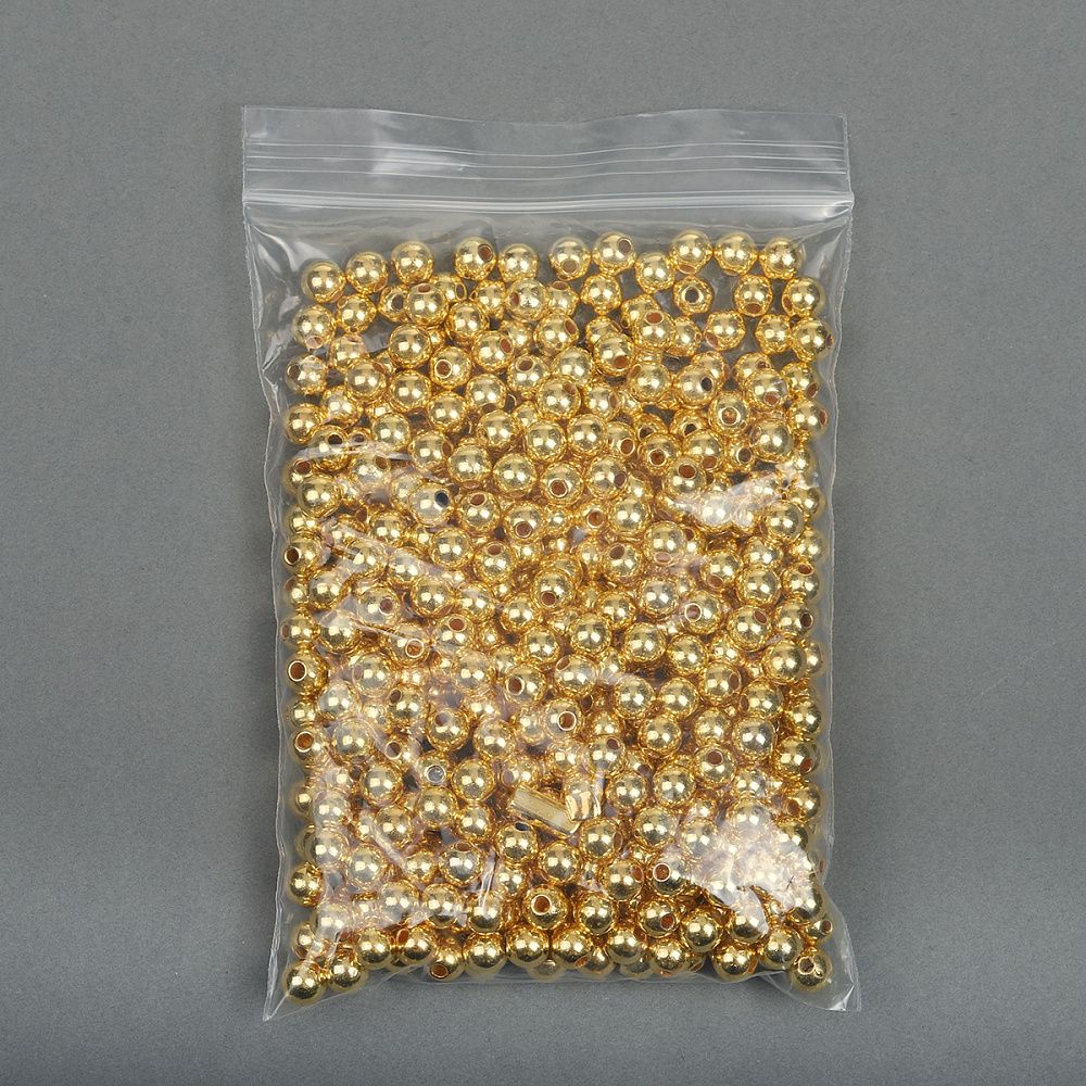 Бусины пластик ⌀4 мм, 500 г, цв.золотой, Magic4Hobby