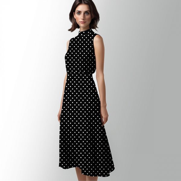 Штапель в горошек 90 г/м², 145 см / 2 метра, TBY.Vidt.01 цв.черный