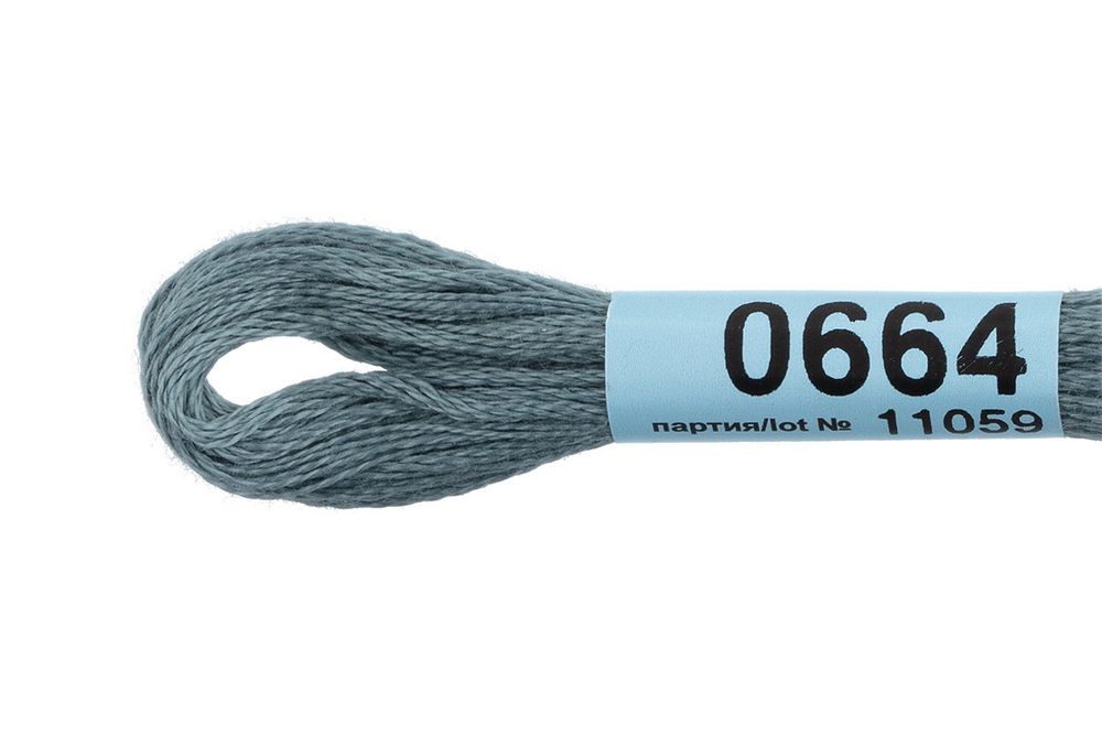 Мулине Gamma 100% хлопок, цв.0664 серый, 24 мотка по 8 метров