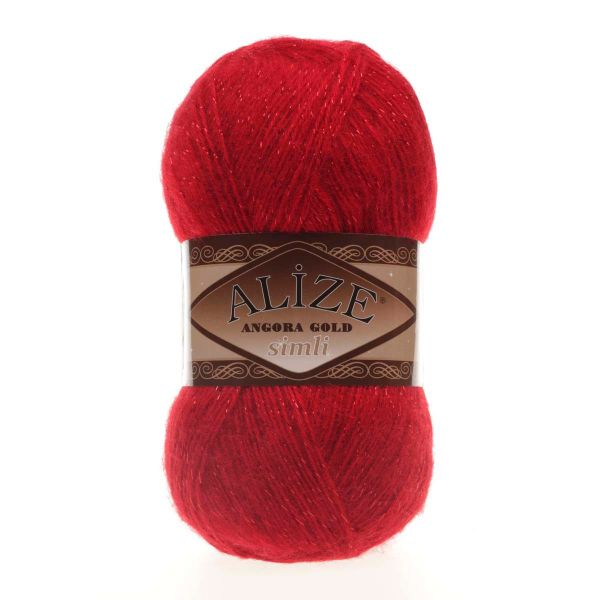 Пряжа Alize (Ализе) Angora Gold Simli / уп.5 мот. по 100 г, 500м, 106 красный A