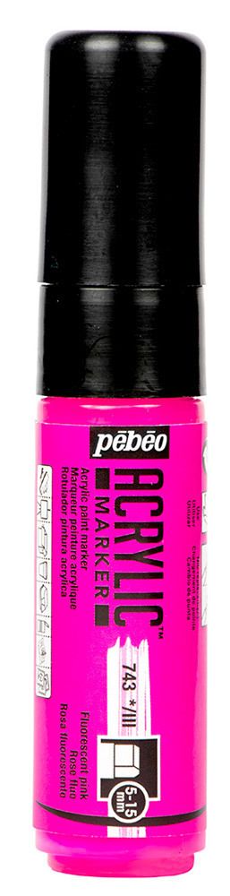 Маркер акриловый 5-15 мм, перо плоское 3 шт, 201743 розовый флуоресцентный, Pebeo