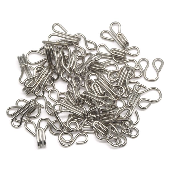 Крючки пришивные 15х8 мм, №2, 24 шт, никель, 0305-4001