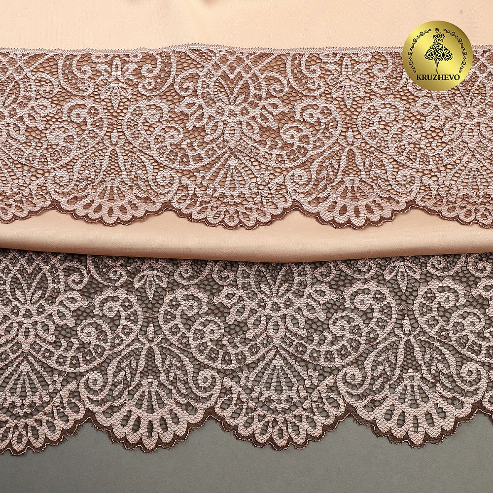 Кружево эластичное (стрейч) 110 мм, 40992PP цв.бежевый уп.25м, Kruzhevo