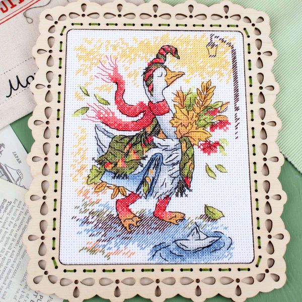 Набор для вышивания нитками МП Студия, Осенняя прогулка 18х13см