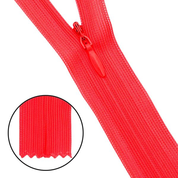 Молния потайная (скрытая) Т3 (3 мм) 1 зам., н/раз., 20 см, нейлон, F335 розовый неон, 10 шт