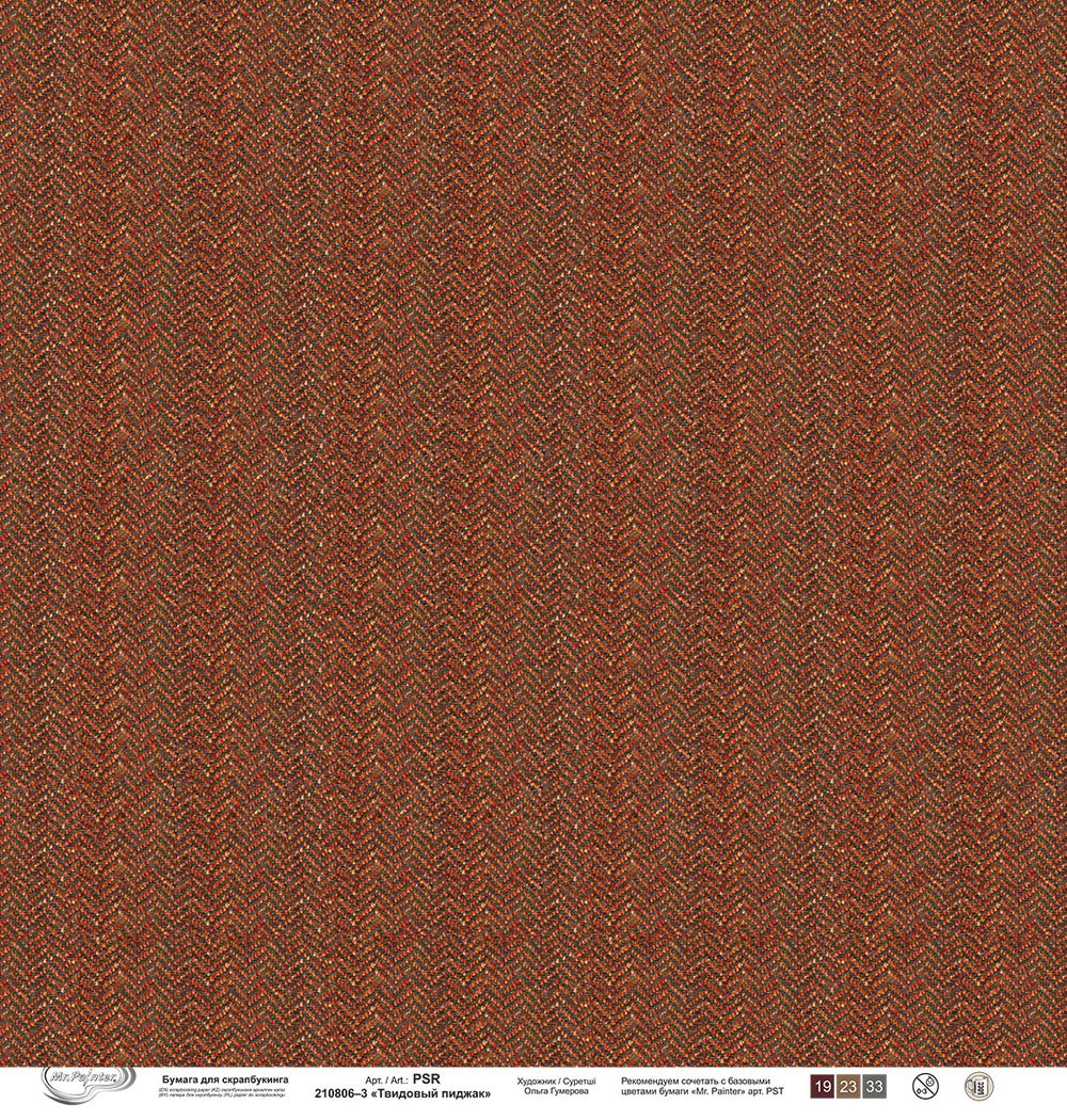 Бумага для скрапбукинга 190 г/м², 30.5х30.5 см, Твидовый пиджак, 10 шт, 3, Mr.Painter PSR 210806