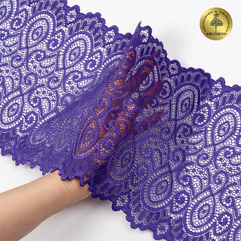 Кружево эластичное (стрейч) L1351 180мм цв.14 сиреневый, 25 м, Kruzhevo