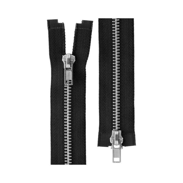 Молния металл Т5 (5 мм) 2 зам., разъем., 80 см, никель, 002 черный, ZIP 5N-2 Gamma, 10 шт