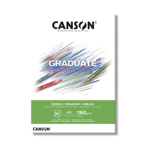 Альбом для смешанных техник Graduate Drawing 160 г/м², A5 склейка с одной стороны 30 л, Canson C400110364