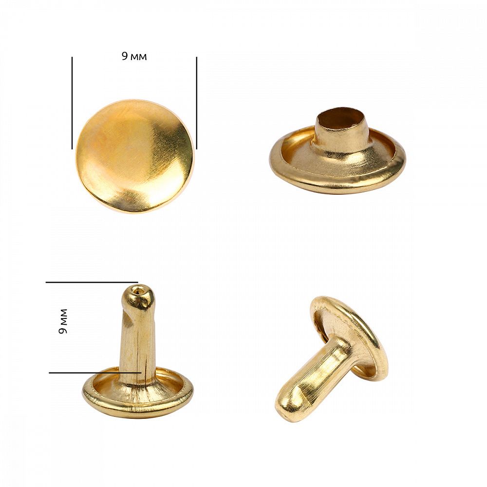 Хольнитены двухсторонние сталь 9х9 мм, №33, TBY.5209 цв. золото уп. 1000 шт, TBY