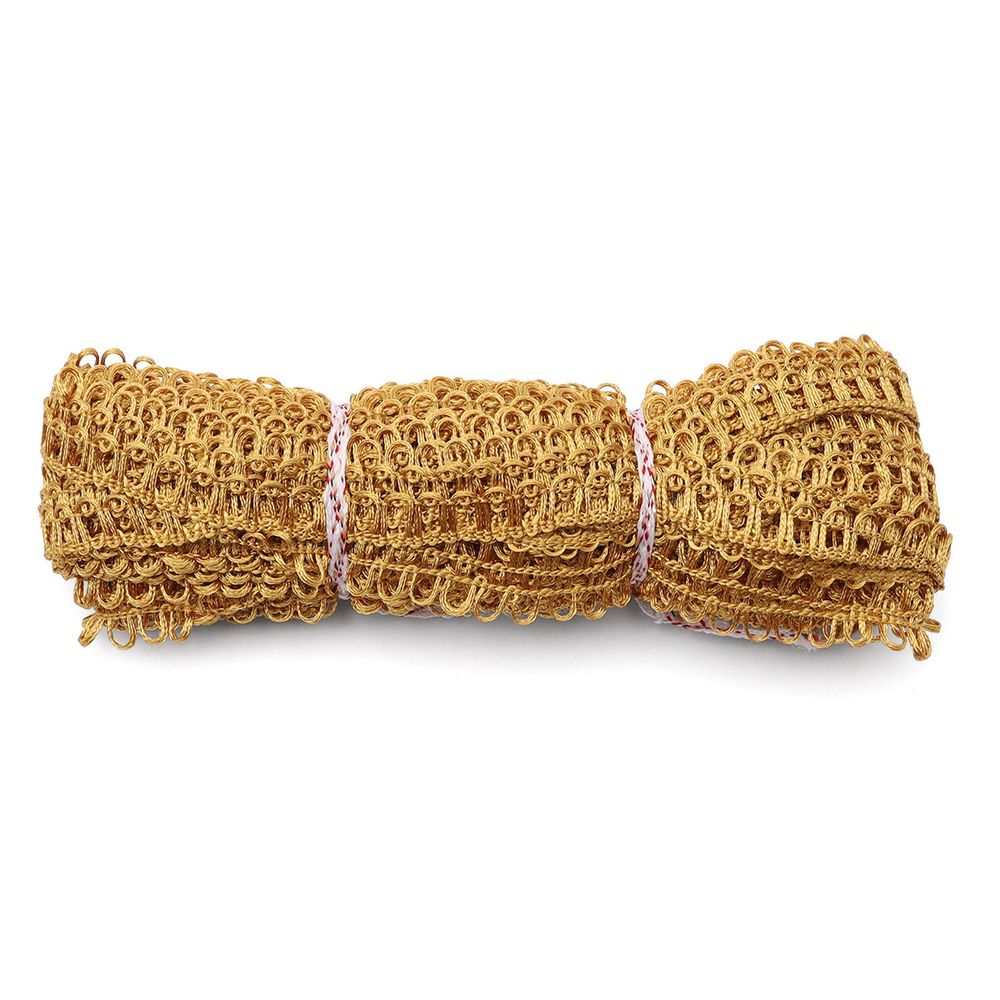 Тесьма отделочная вязаная 16 мм, 10 м, золотистый