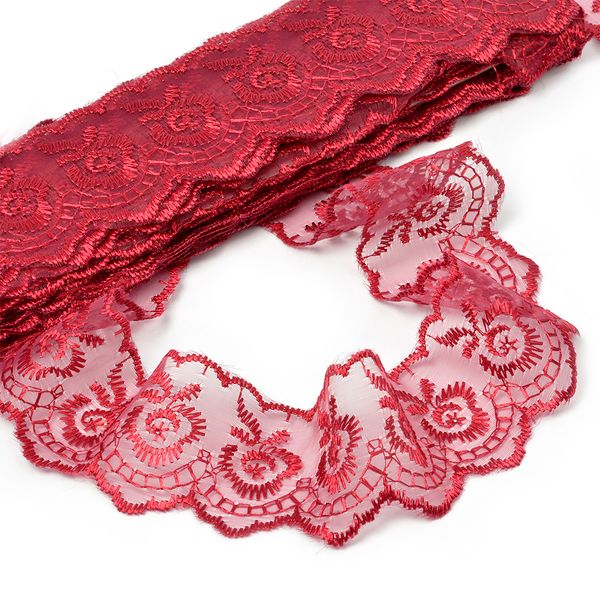 Кружево капроновое 45 мм / 9.14 м, TBS.30010 цв.048 (126) бордовый, Kruzhevo