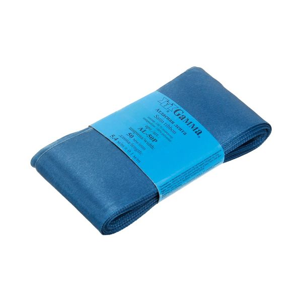 Лента атласная 1-сторонняя 50.0 мм / 5 шт по 5.4 метра, №145 сине-серый, Gamma AL-50P