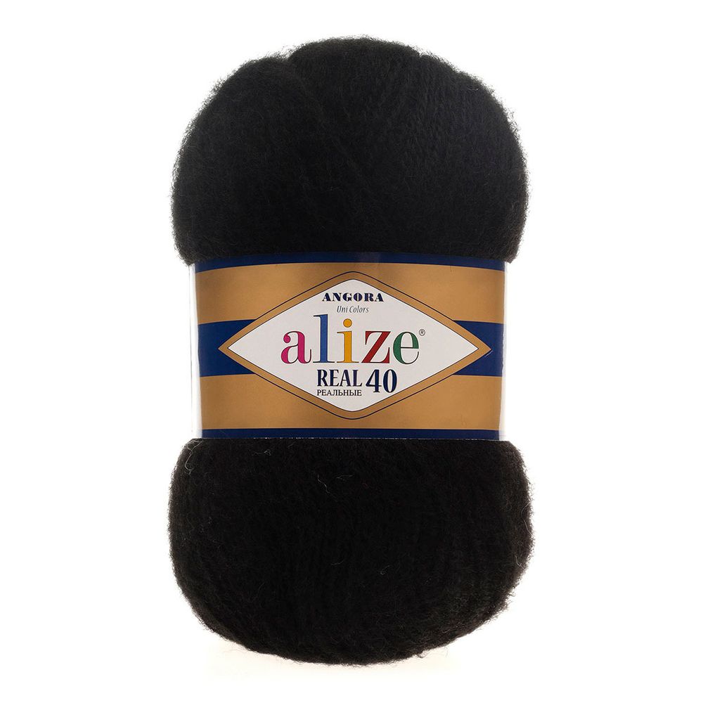 Пряжа Alize (Ализе) Angora Real 40 / уп.5 мот. по 100 г, 430м, 060 черный A