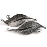 Брошь декоративная 20х60 мм, Pewter олово черный никель, 2 шт /TOS/