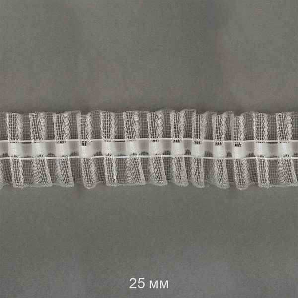 Лента (тесьма) шторная: сборка универсальная (1:1) 25 мм / 100 метров, Caron, 251-0 цв.прозрачный