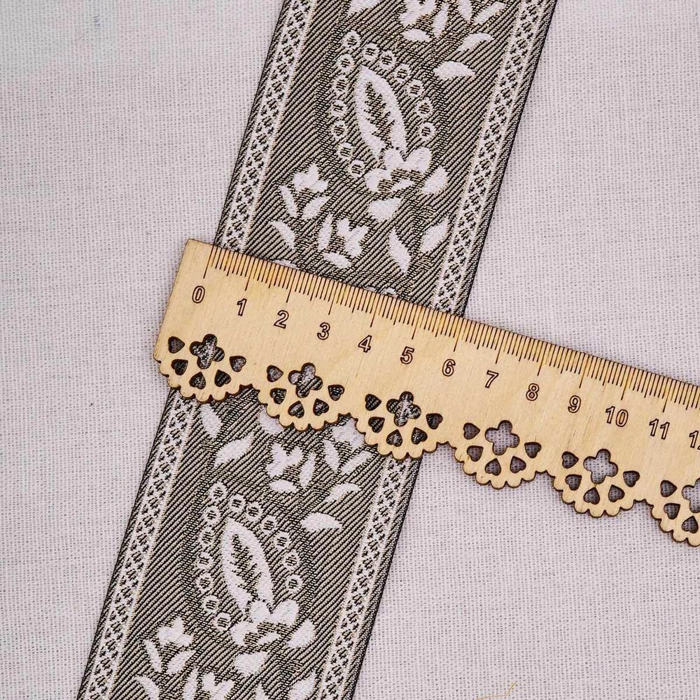 Лента (тесьма-бордюр) жаккардовая 60.0 мм / 25±1 метров, 5 бежевый, 3AR2679