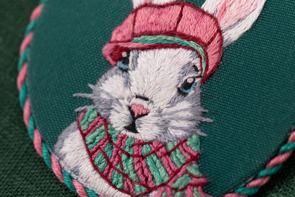 Набор для вышивания нитками Panna, Живая картина. брошь Кролик Жерар, 5.5х5.5 см