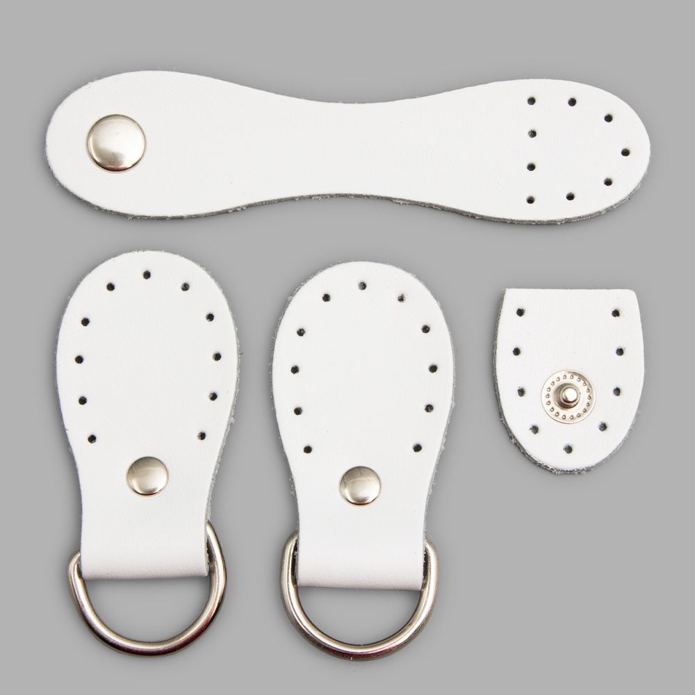 Набор для сумки Застежка 2.5х10.1 см -, 1 шт, петельки 3х5.4 см -, 2 шт, 100% кожа, 88 белый, 1401