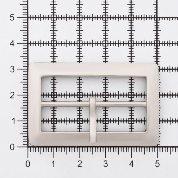 Пряжка ременная металл 40 мм, прямоугольная, серебро (никель), 1 шт, (MB-155)