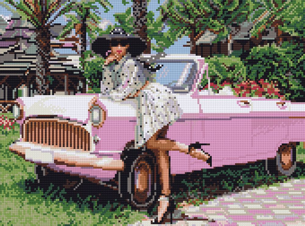 Алмазная (кристальная) мозаика Фрея ALPD-101, на подрамнике Привет, Куба!, 40х30 см