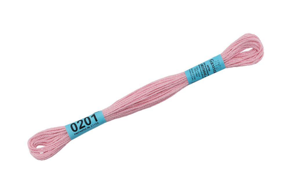 Мулине Gamma 100% хлопок, цв.0201 св-розовый, 24 мотка по 8 метров