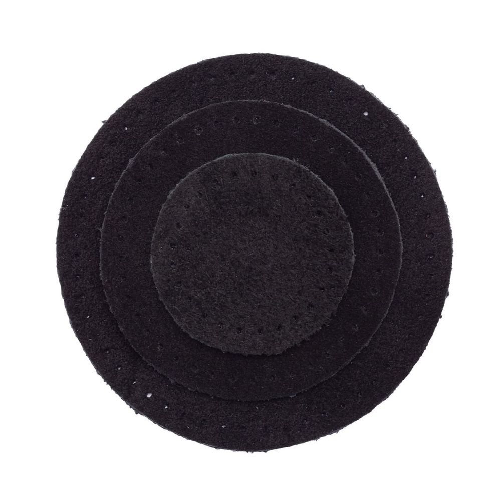 Набор заплаток пришивных из замши, круг ⌀4см, 6см и 8см, с перфорацией, 3 шт, 100% кожа (20 черный), 59401