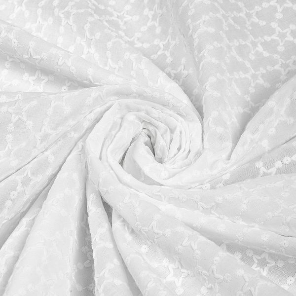 Ткань шитьё (прошва) 100 г/м², 150 см / 2 метра, TBY.Emb.8228.1.2, цв.01 белый