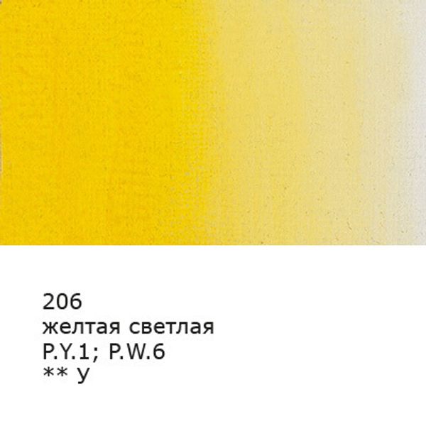 Краска гуашь художественная 40 мл, 6 шт, 206_Желтая светлая (Yellow light), Vista-Artista VAG-40