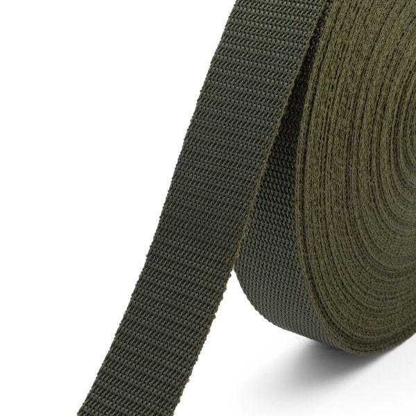 Стропа (ременная лента) 30 мм / 25 метров, толщ. 1.0 мм, [15.8 г/пог.м], 100% п/э, 32 хаки