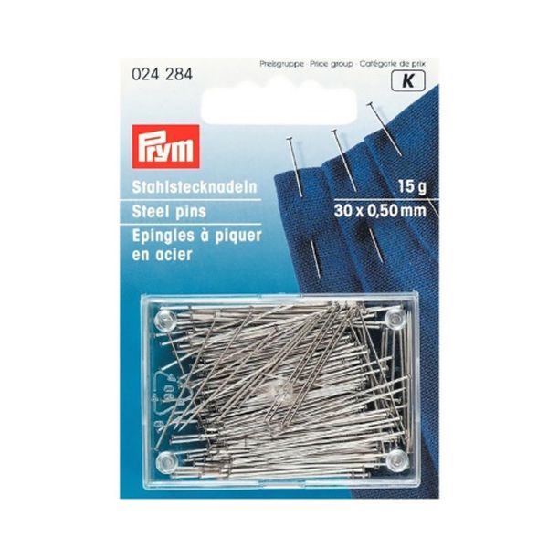 Булавки портновские гвоздики 30 мм, сталь 15 г, под никель, Prym 024284