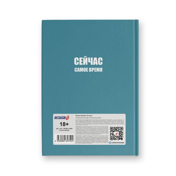 Бизнес-блокнот, мат.ламин.+выбор.лак, блок кремовый, ББ246 евроформат (14.4х20.3х1.6 см) 64 л. 4 шт французская клетка, Самое время 01669, Светоч