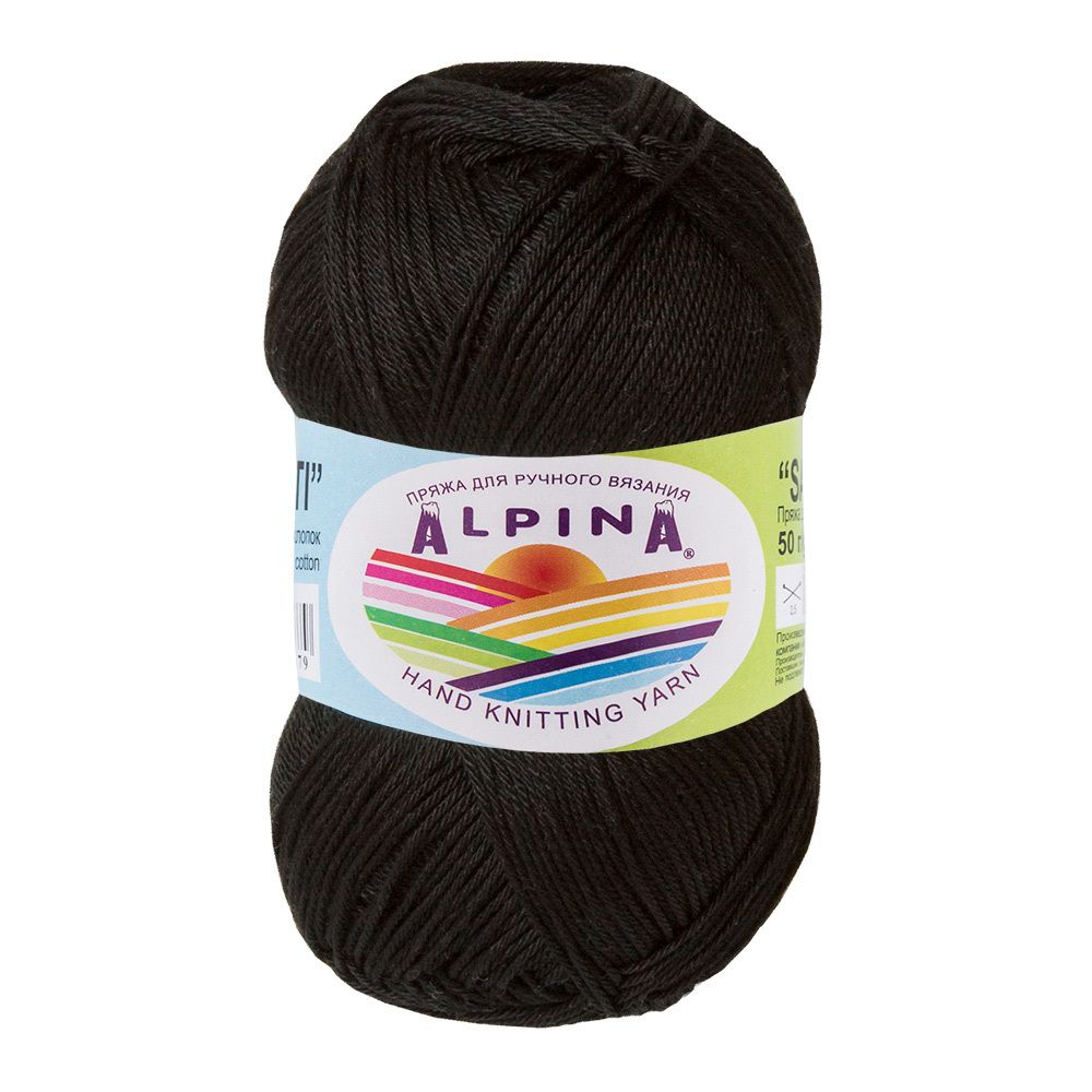 Пряжа Alpina Sati / уп.10 мот. по 50г, 170м, 002 черный