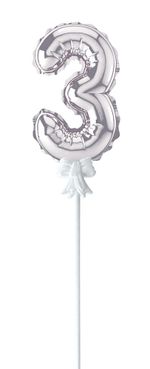 Шар самодув Цифра, 5 шт, 3, серебряная, Boomzee FBZ-04