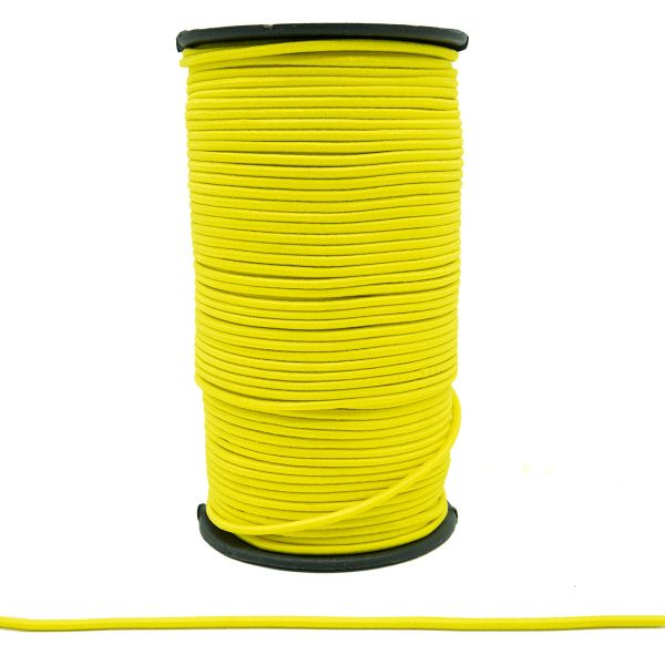Резинка шляпная (шнур эластичный) ⌀3.0 мм / 100 метров, 0370-0300В, С504-желтый