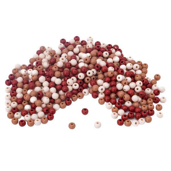 Бусины пластик ⌀6 мм, 50 г, микс цвета, круглые, Astra&Craft (тёплый микс), 1AL121-1