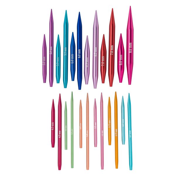 Набор съемных спиц для вязания 5см+8см, 12 размеров (3мм-8мм), алюминий