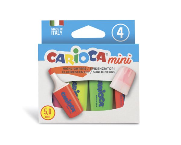 Набор текстовыделителей МИНИ Memolight 5мм 4 цв., 4 шт, перо скошенное, Carioca 42868