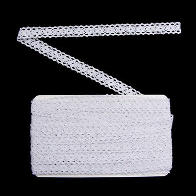 Кружево вязаное (тесьма) хлопковое 15 мм / 9.14 метров, белоснежный