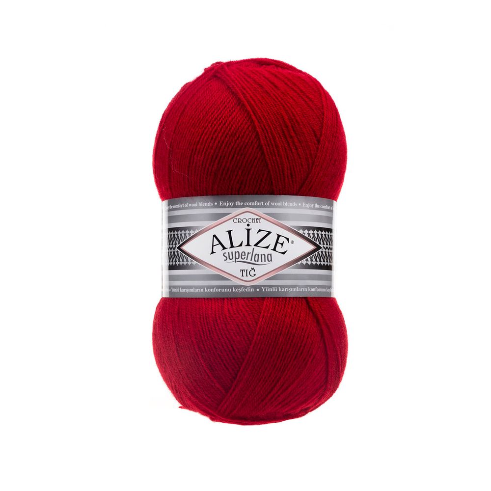 Пряжа Alize (Ализе) Superlana TIG / уп.5 мот. по 100 г, 570м, 56 красный