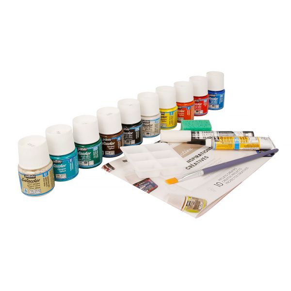 Набор красок Pebeo Setacolor Opaque Коллекция для темных и светлых тканей с аксессуарами 10 цв. 45 мл 758482 2