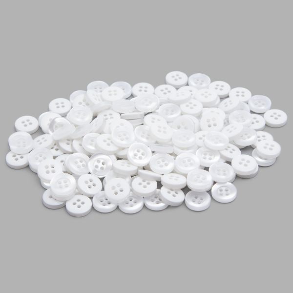 Пуговица 18L (11мм) 4 прокола, пластик (белый), БС1743, 12 шт