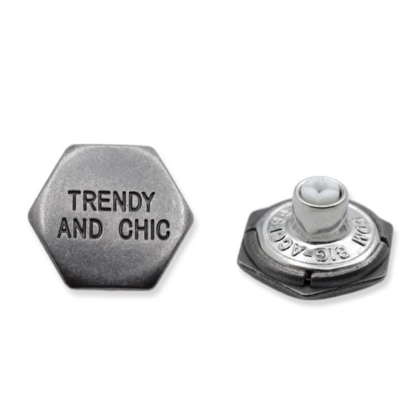 Пуговицы джинсовые ⌀20 мм, фиксированная ножка (БЕЗ ГВОЗДЯ), т.сер, 20 шт