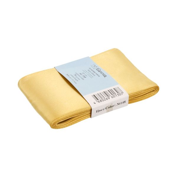 Лента атласная 1-сторонняя 75.0 мм / 5 шт по 5.4 метра, №148 горчичный, Gamma AL-75P